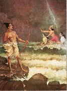 Raja Ravi Varma Sri Rama Vanquishing the Sea oil painting picture wholesale